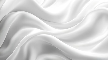 Fototapeta premium White silk fabric waves, elegant texture, soft background, design element.