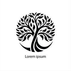 A Tree Logo Design In a Black Color with silhouette vector line .