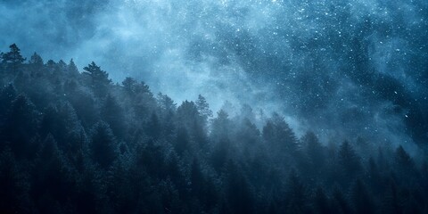 Fototapeta premium Blue Gradient Background with Grainy Glow and Noise Texture for Banner Design