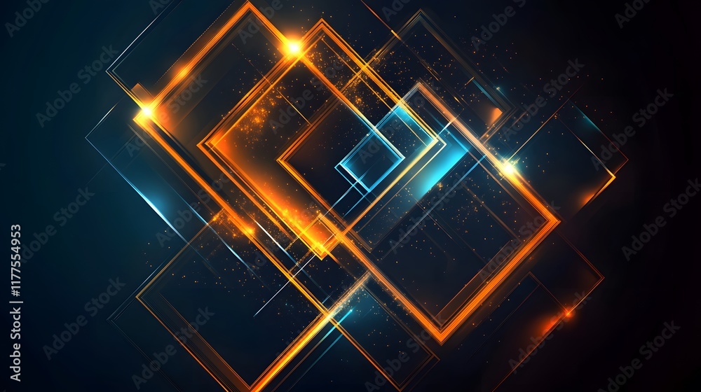 Poster dynamic abstract light patterns digital space graphic design dark environment close-up view modern c