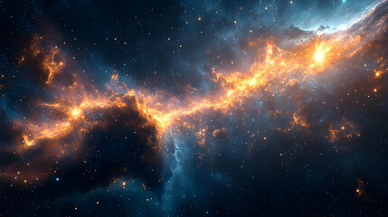 Fototapeta premium A stunning view of a cosmic nebula, showcasing vibrant colors and intricate patterns in the universe's vast expanse.