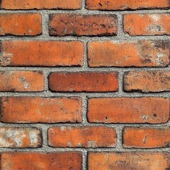 Close-up of weathered red brick wall showcasing texture and color variations.