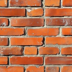 Close-up of a weathered red brick wall, showcasing the texture and rustic charm of brickwork.