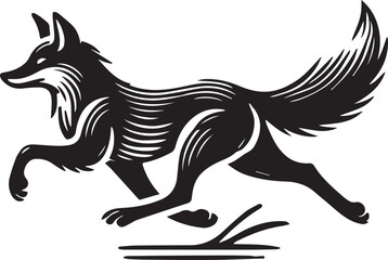 Running fox silhouette vector