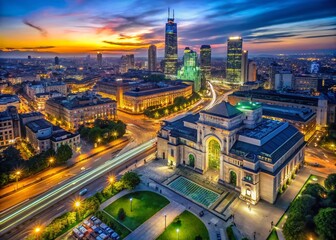 Obraz premium Milan Night Aerial: Garibaldi Station & Skyscrapers near Campo di Fiori Botanical Garden