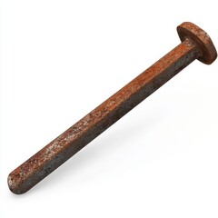 Rusty metal bolt showcasing wear and corrosion, symbolizing age and decay in materials.