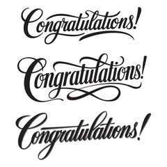 Congratulations Hand-Drawn Calligraphy Isolated Vector Lettering Design