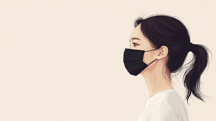 Woman in protective mask on light background, protection from viruses, diseases,air pollution