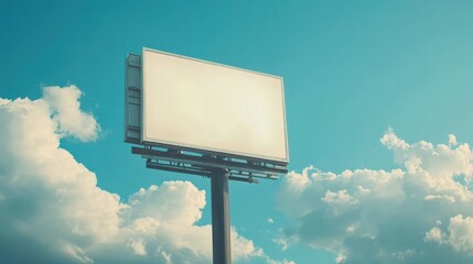 A dreamy floating billboard in the sky featuring poetic motion graphics,