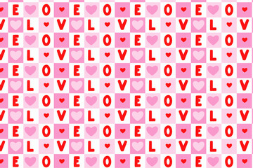 Pink Red Valentines LOVE Pattern