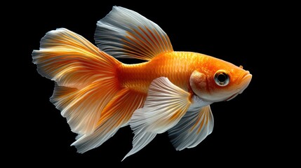 gold Siamese fighting fish movement isolated on black background