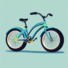 Obraz premium Stylish blue bicycle with a retro design and bold tires, perfect for leisurely rides and urban adventures.