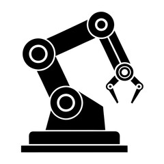 Robotic Arm Silhouette Icon. Industrial Automation Vector Illustration