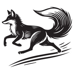 Running fox silhouette vector
