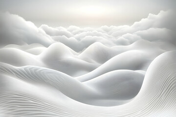 Abstract grayscale landscape of rolling hills under a cloudy sky, evoking serenity and dreamscape imagery. Perfect for meditation, mindfulness, or spiritual themes.