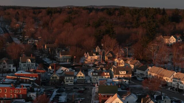 New Hampshire Allenstown panoramic view from top during December Season 