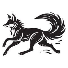 Running fox silhouette vector