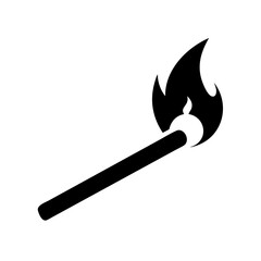 Burning Matchstick Silhouette. Vector illustration 