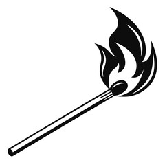 Burning Matchstick Silhouette. Vector illustration 