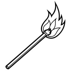 Burning Matchstick Line Art
