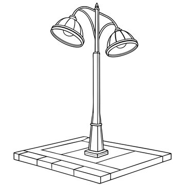 recommend clip art: Vintage Street Lamp Line Art Design 