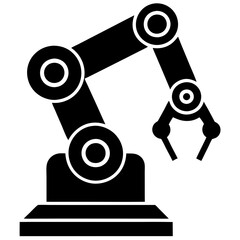 Robotic Arm Silhouette Icon. Industrial Automation Vector Illustration