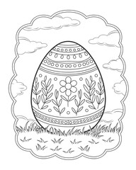Easter egg coloring pages for kids, Happy easter day vector isolated on white background