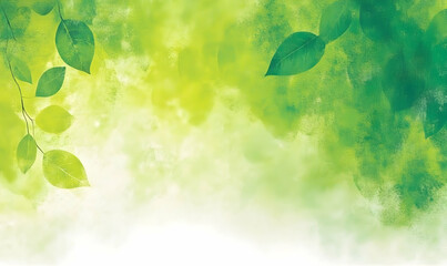 Serene watercolor background featuring vibrant green leaves, ideal for eco-friendly designs, spring themes, or nature-inspired projects.