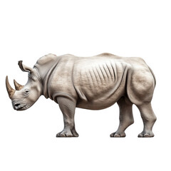 Fototapeta premium realistic depiction of a rhinoceros. showcasing its distinct physical characteristics such as its thick skin and prominent horns the focus on the animal emphasizes its natural form and might serve edu