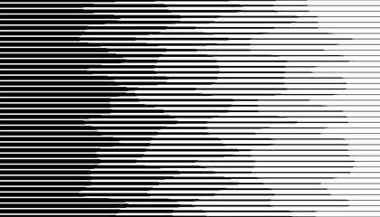 Black and white abstract transition pattern of lines. Smooth transition with disappear effect. Vector Format Illustration. 