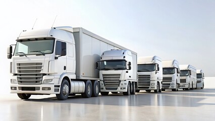 Minimalist 3D Render: Heavy Transport Vehicles on White