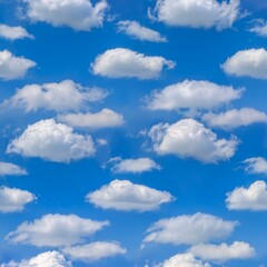 Fototapeta premium Seamless Close-Up Texture of Soft Fluffy Clouds on a Bright Blue Sky