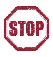 "STOP" text stamp print. Red background white background.