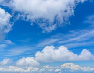 Close-up Seamless Texture of Soft, Fluffy White Clouds on a Bright Blue Sky