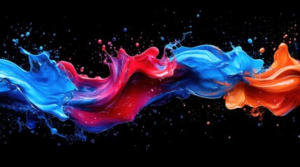 Abstract colorful liquid waves with vibrant textures, close-up view