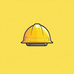 Bright yellow construction helmet illustration on a vivid yellow background.