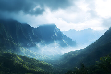 Whispering Peaks: Nature's Majestic Misty Embrace