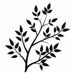Minimalist Black Silhouette Branches Vector Design
