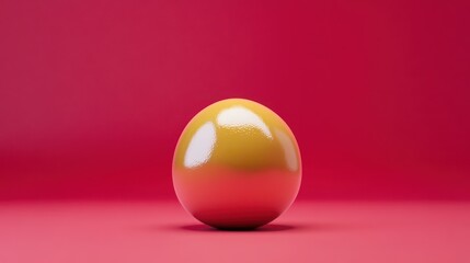 A glossy orange sphere on a pink background, emphasizing simplicity.