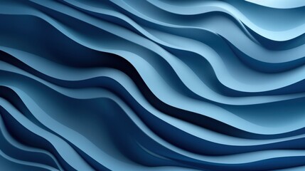A tranquil abstract design of wavy blue textures, filled with intricate geometric and organic patterns,