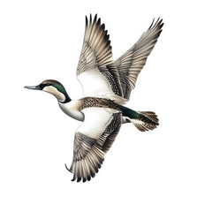 Obraz premium beautifully detailed illustration of a flying bird. showcasing its elegant wings and vibrant plumage against a plain background this artistic representation highlights the bird's anatomy and colors. s