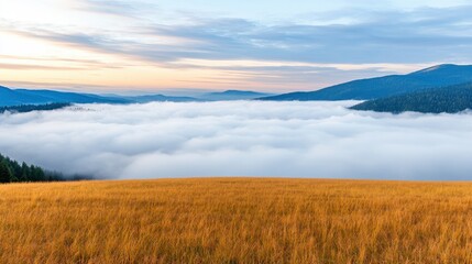 Obraz premium Scenic View of Clouds Over Rolling Hills in Summer Light
