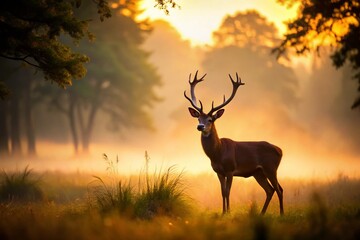 Minimalist Forest Animal Photography: Lone Deer in Misty Woods