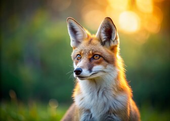 Fototapeta premium Minimalist Fox Portrait: Serene Park Scene