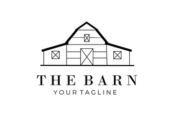 Barn Line Art Logo Vector Symbol Icon, real estate logo