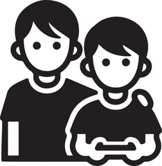 Vector Silhouette Illustration of Two Friends Smiling and Sharing Happiness