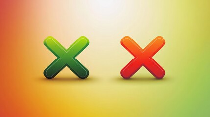 Fototapeta premium Green and Red Cross Marks: Choice, Decision, Correct and Incorrect