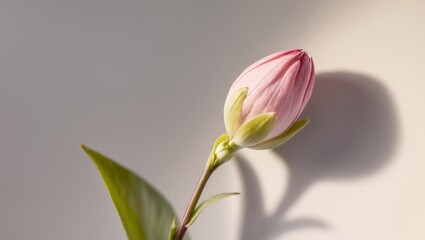 Obraz premium A close up of a pink flower bud on a stem