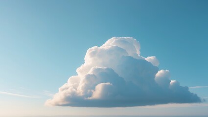 a fluffy white cloud floats in a clear blue sky under bright sunlight creating a serene atmosphere copy space.