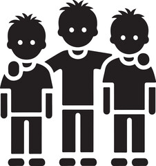 Silhouette of Friendship Three Friends Standing Together Illustration Vector Download